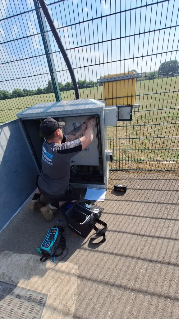Electrician carrying out distribution board testing in Nottingham