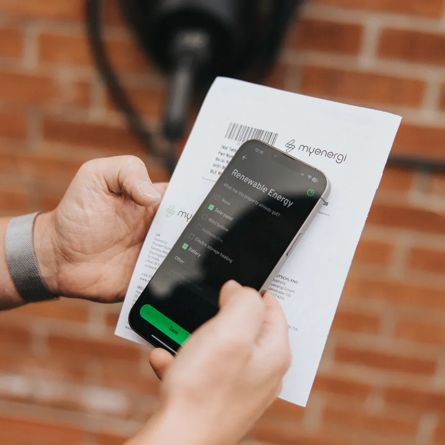 The myenergi app controlling a zappi GLO EV charger in Nottingham